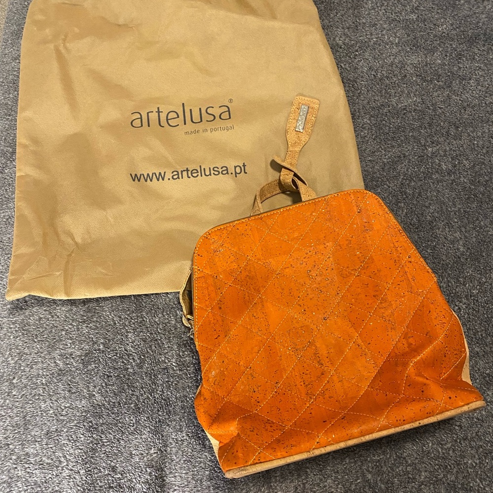 Artelusa Vibrant Orange and Cork Backpack